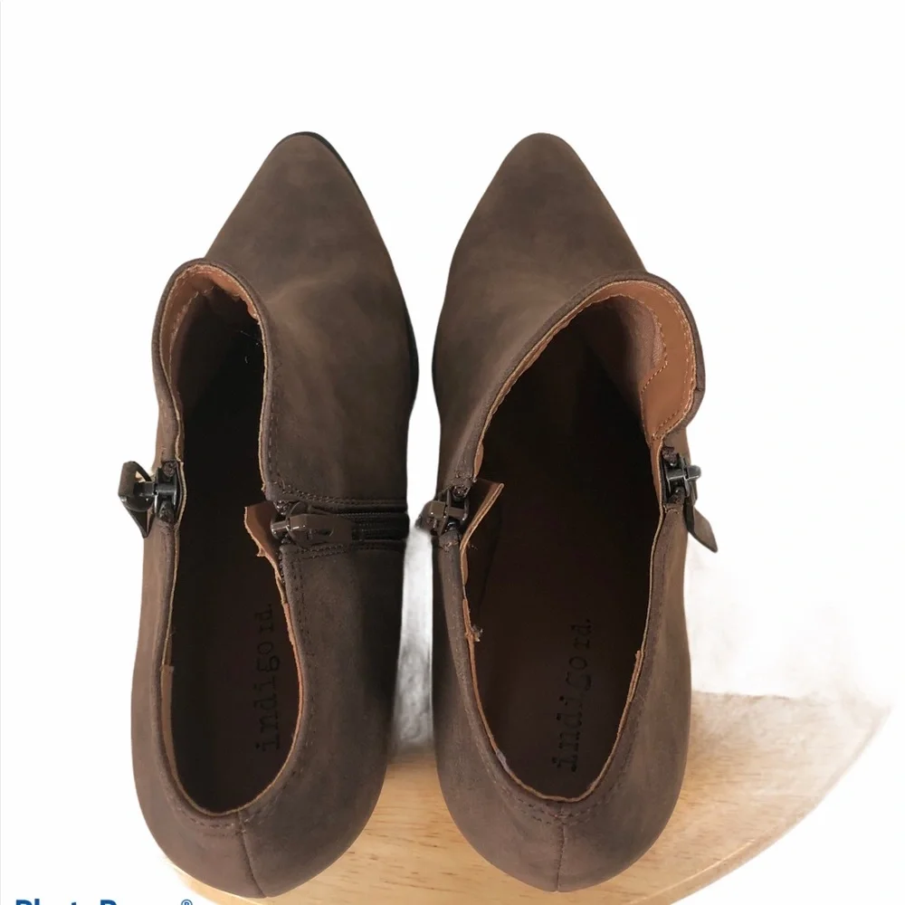 New Indigo Rd 5.5 Booties Ankle Brown DALLIN Boots Nordstrom Zip Vegan Leather